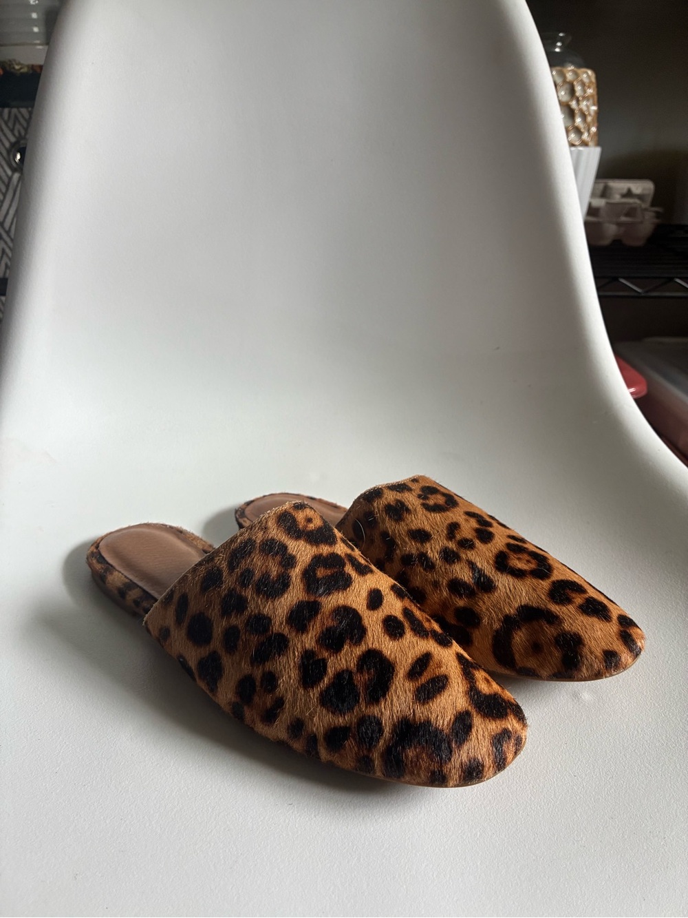 Madewell Leopard-Print Faux Fur Mule Slippers - Tan & Black
